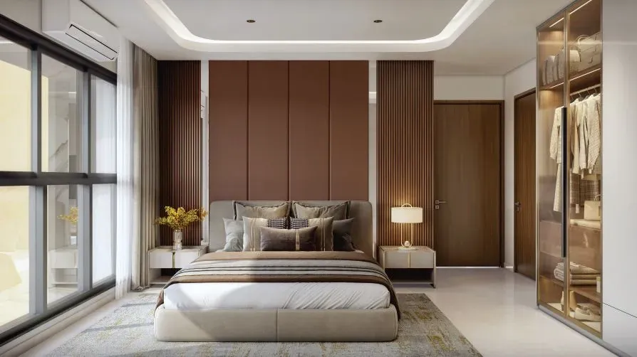 Spacious master suite interior at Lodha Sadahalli