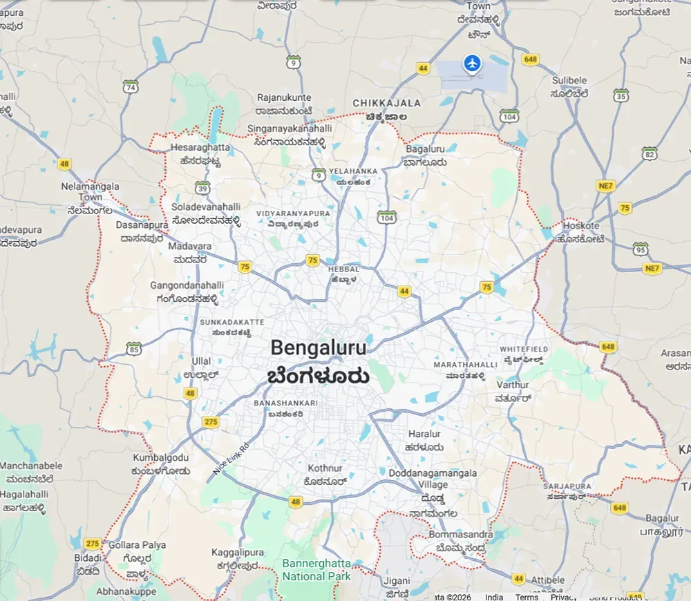 Location map of Lodha Sadahalli — Sadahalli, Devanahalli, North Bangalore