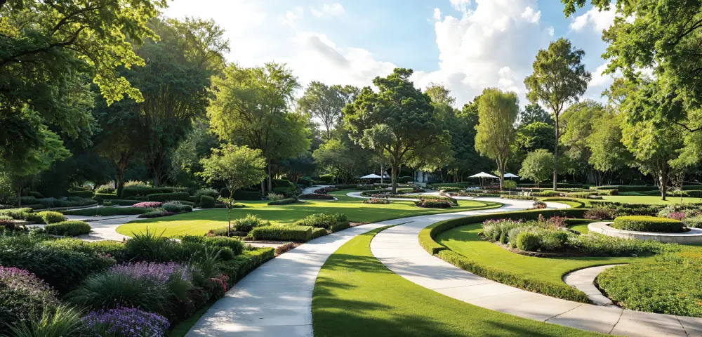Tree-lined landscaped walkways at Lodha Sadahalli